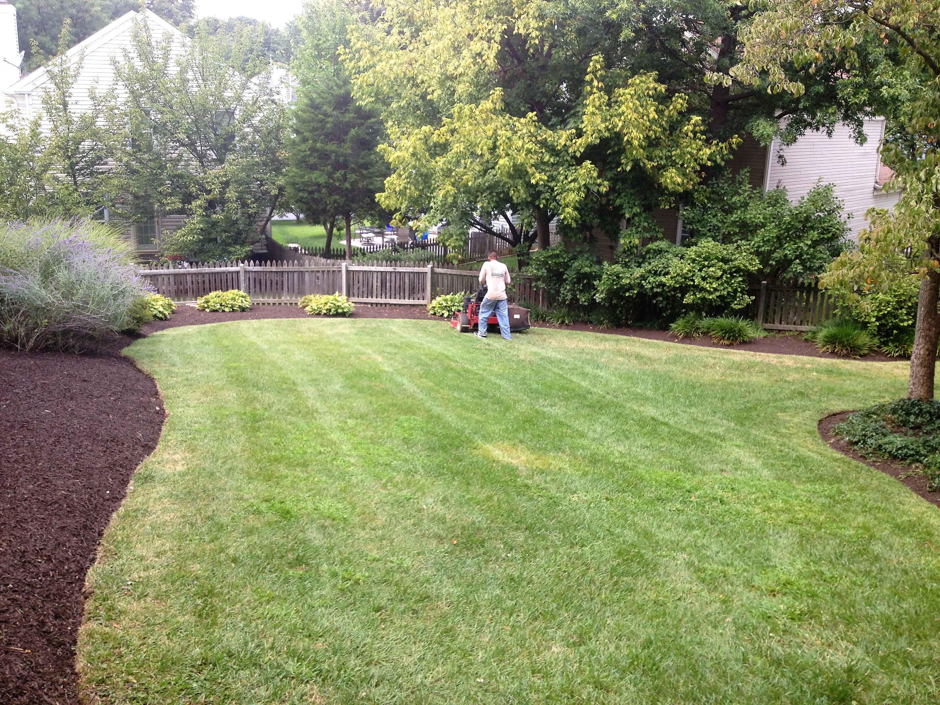 Man mowing grass in Germantown, MD, USA