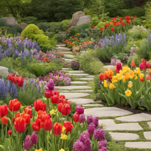 stone-path-tulips-jasmine-beautiful-spring-garden